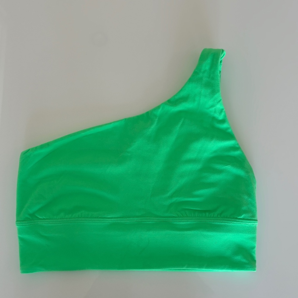 Lululemon One Shoulder Bra Neon Green Align Longline Yoga Pilates Size 8